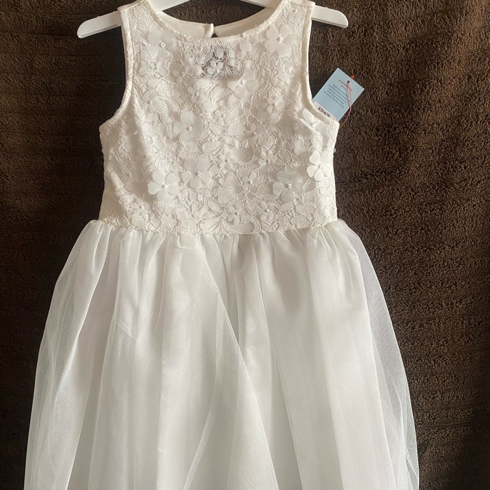 Elegant White Lace Kids Dress